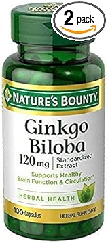 Nature's Bounty Ginkgo Biloba 120mg 100 Capsules (Pack of 2)