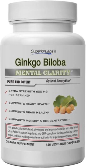 SuperiorLabs Ginkgo Biloba 1200 mg Non GMO