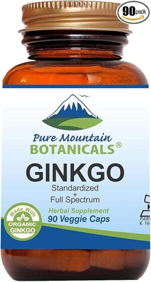 Ginkgo Biloba Capsules – Kosher Vegan Caps with 400mg Ginkgo Biloba Leaf and Ginko Extract Supplement