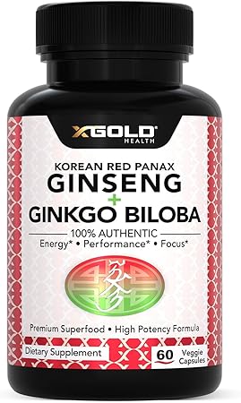 Korean Red Panax Ginseng 1200mg + Ginkgo Biloba