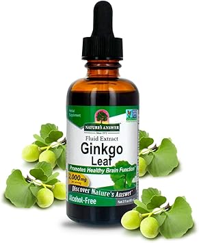 Nature's Answer Alcohol Free Ginkgo Leaf 2000mg 2oz Extract | Stimulates Memory