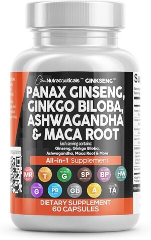 Clean Nutraceuticals Panax Ginseng Ginkgo Biloba Ashwagandha Maca Root