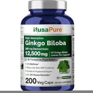 NusaPure Ginkgo Biloba 50:1 Extract 250 mg Equivalent to 12