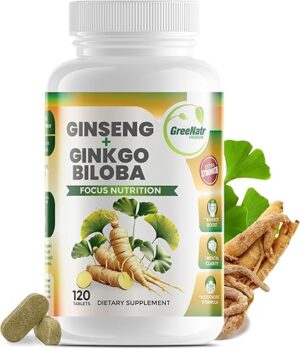 Ginko Biloba & Panax Ginseng Supplement Red Ginseng Brain Supplement for Memory and Focus